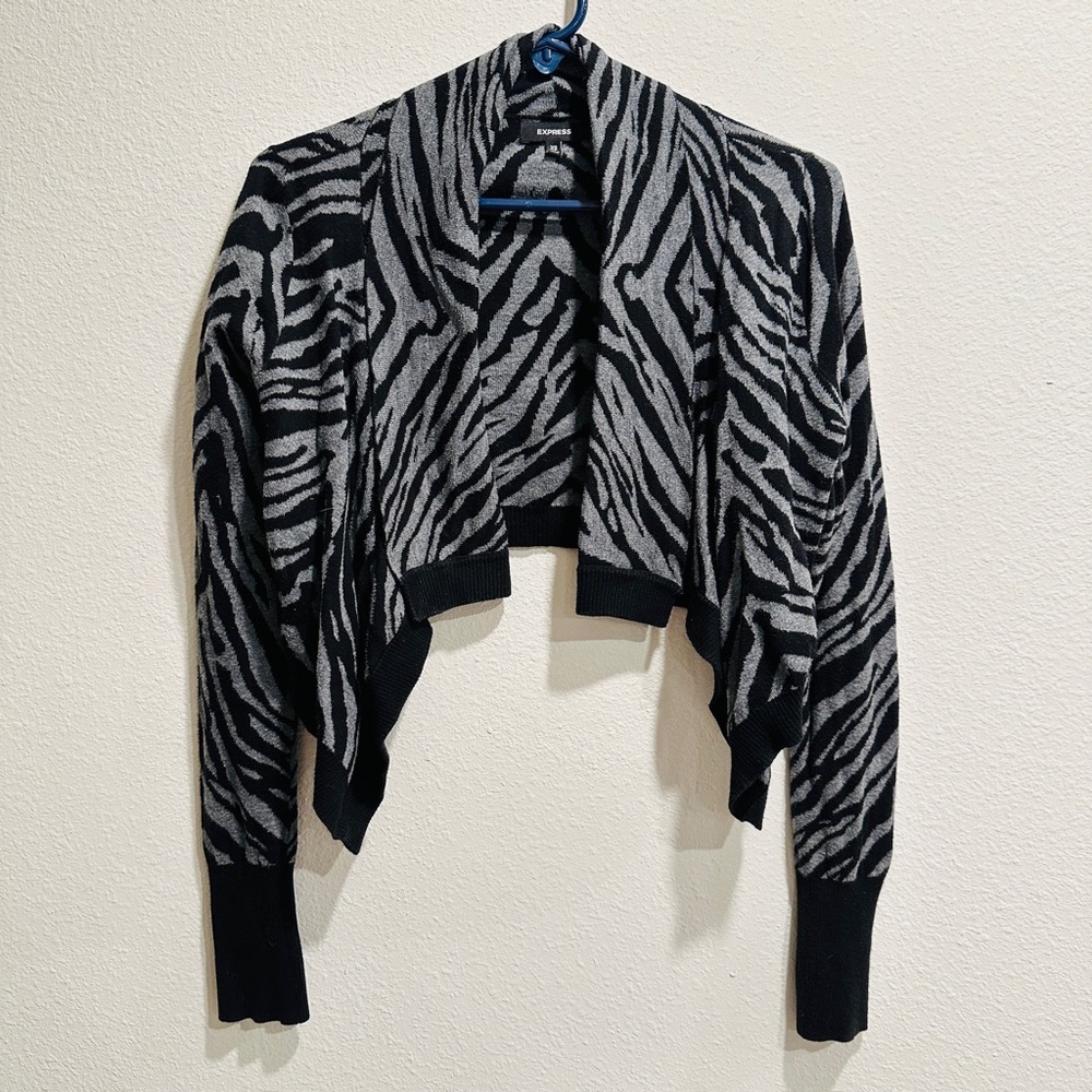 Express Tiger Cropped Cardigan XS X Small